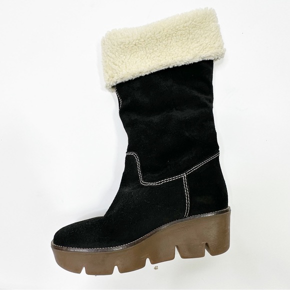 Kors Michael Kors Suede Platform Wedge Boots Black Size 6 - Picture 3 of 16